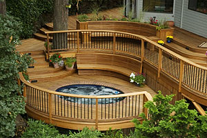 hot tub deck with curves
